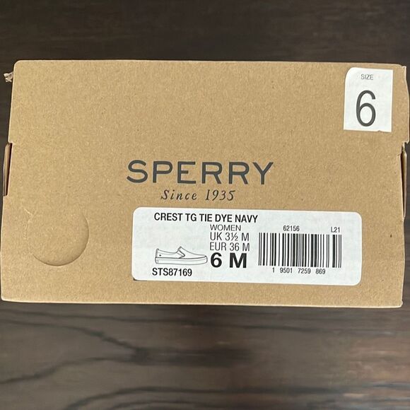 Sperry Crest Twin Gore Tie Dye Stripe Navy Slip-On Sneaker Women’s Size 6 New - Picture 7 of 7